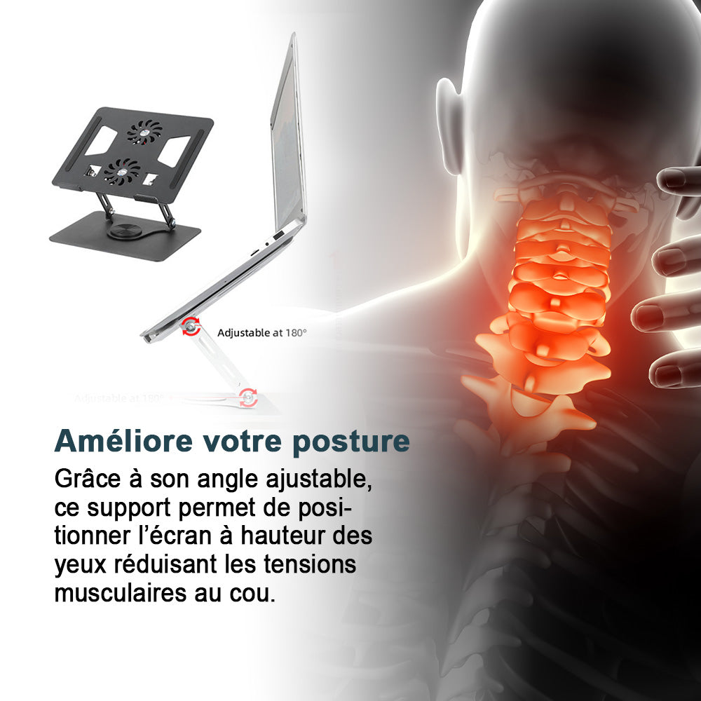 Support d’Ordinateur Portable Ajustable avec Double Ventilateur