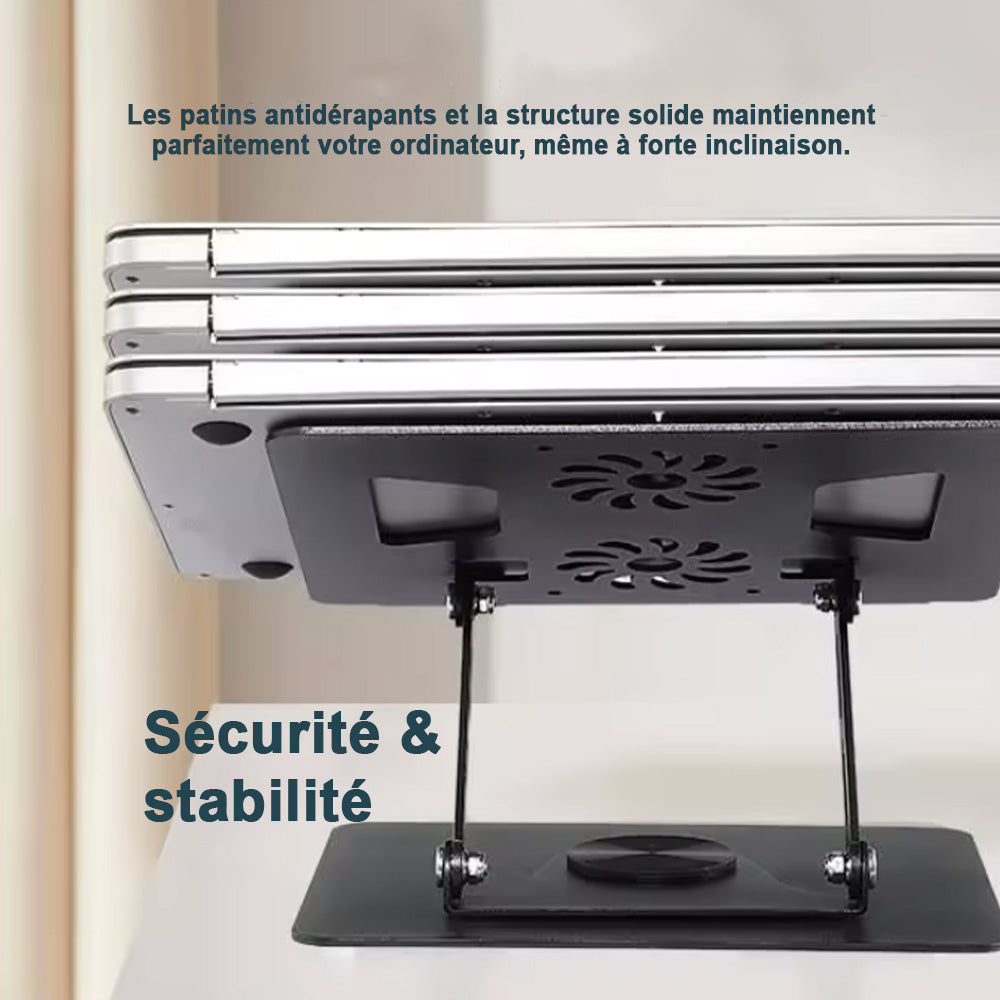Support d’Ordinateur Portable Ajustable avec Double Ventilateur